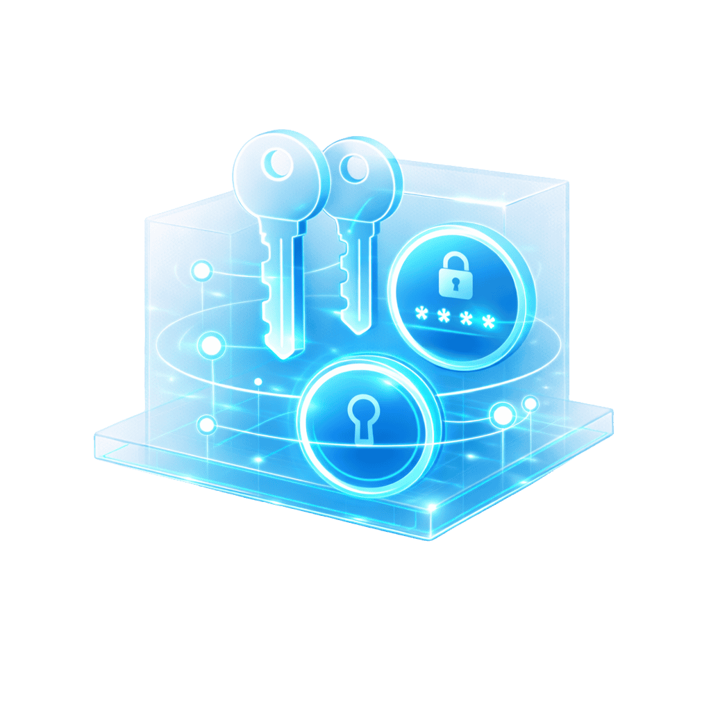 Secure key and lock icon representing protection of credentials and authentication secrets